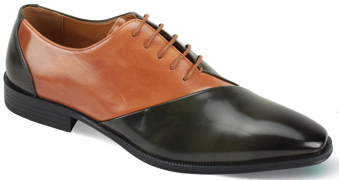 Shoes Oxfords Lace Up Two-Tone olive/tan