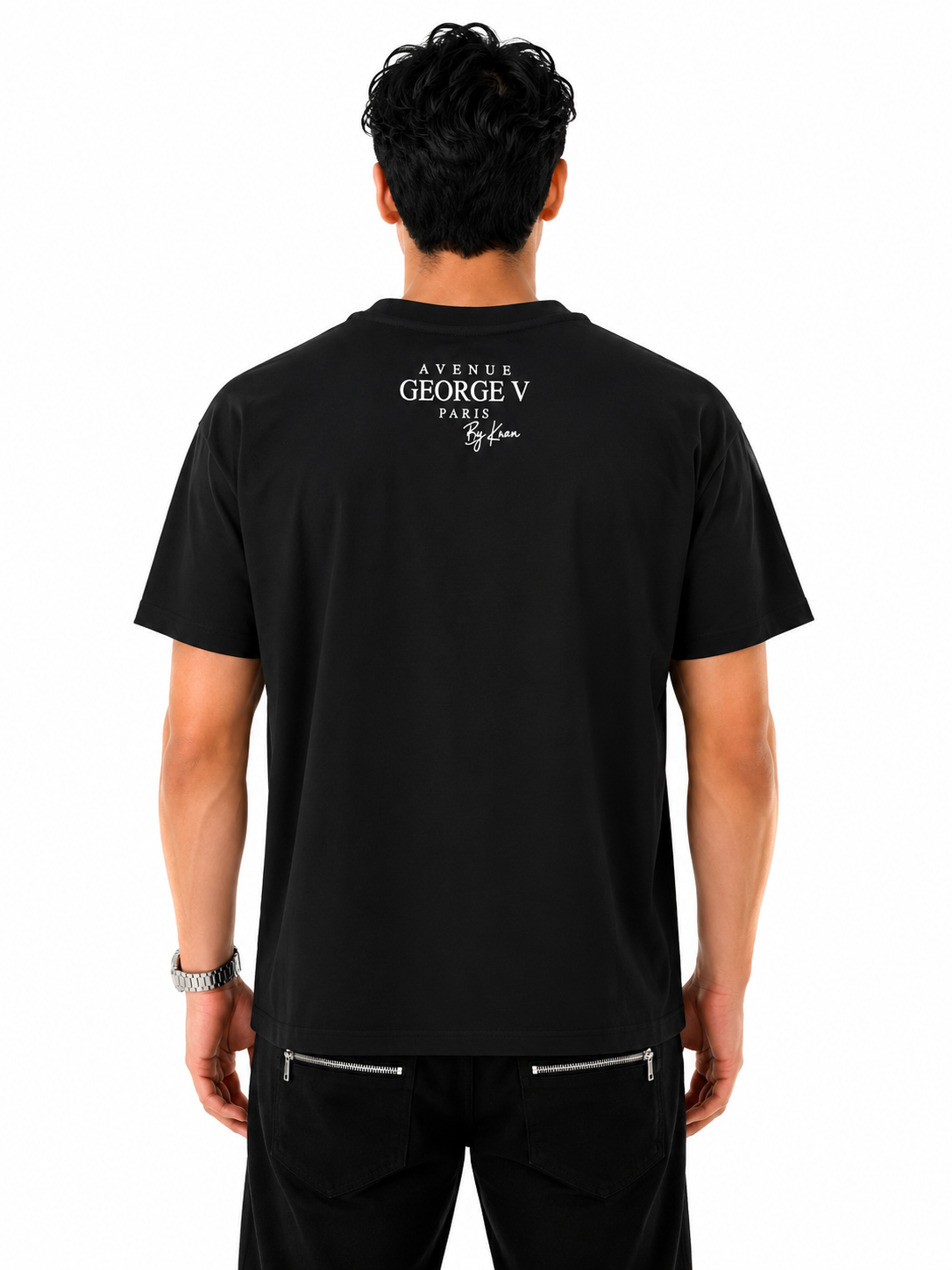 George V Signature Script Short Sleeve T-Shirt - Black - back - 26e6ea45-086a-4c2d-a506-cf4db527117a.png