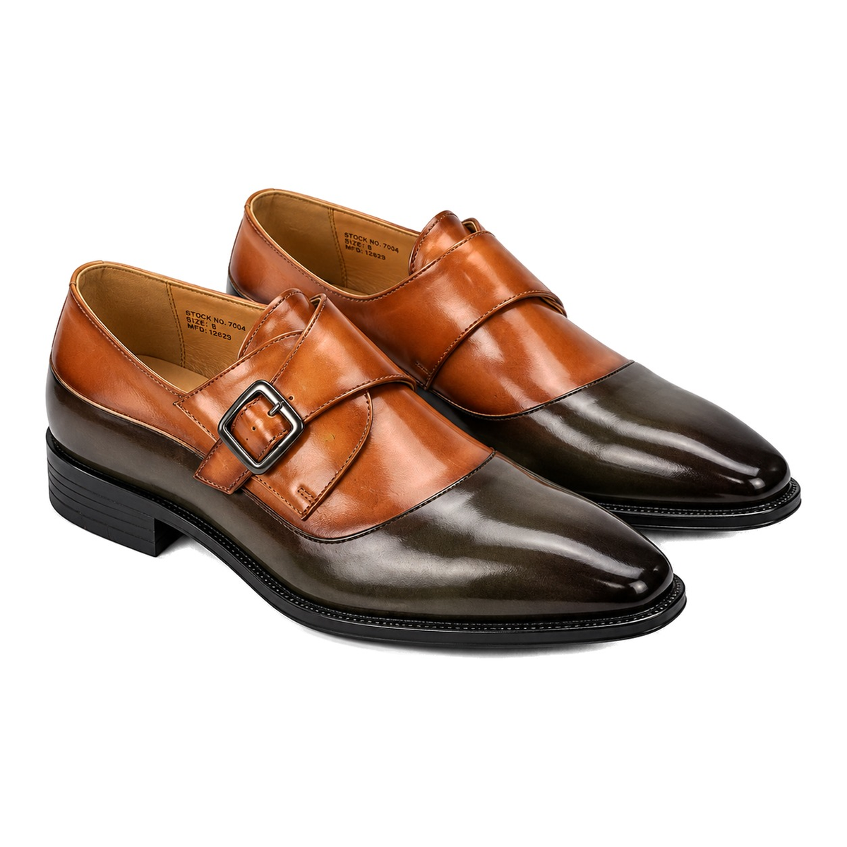 Dress Shoes Folded Vamp Monk Strap 2-Tone-Olive/Tan - Product image 2 - 31eef12e-21a4-4748-a2fe-214dbb210b12-bg-white.png