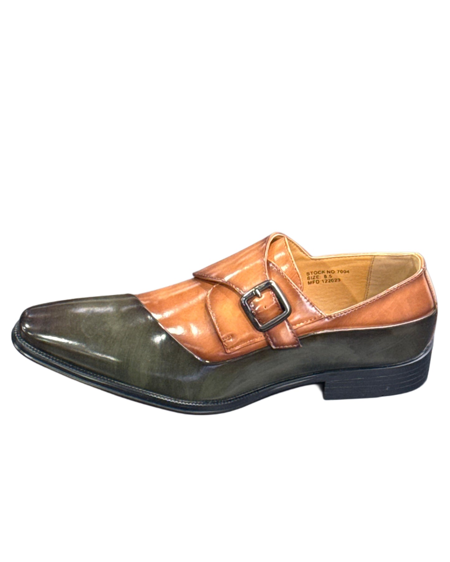 Dress Shoes Folded Vamp Monk Strap 2-Tone-Olive/Tan