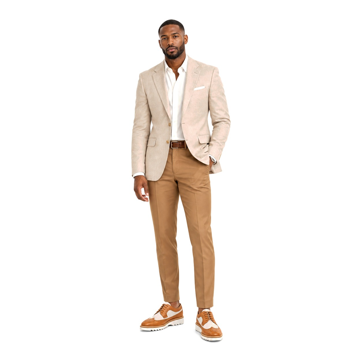 Giovanni Men's Two Tone Wingtip Leather Oxford Dress Shoes – Latte - two tone dress shoe photo 3 - 7936bccb-3d1e-4611-91b1-27cfa6264ed6.png