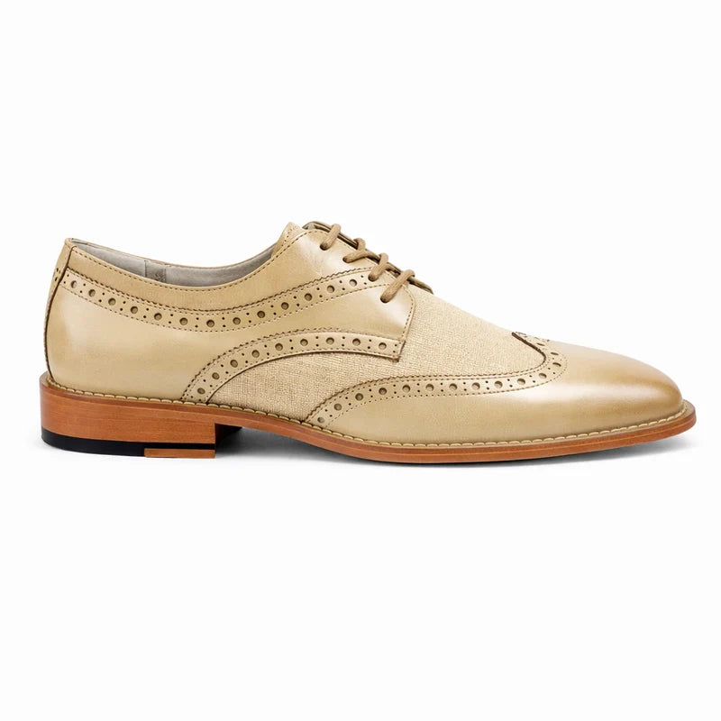 Giovanni NICO Men's Wingtip Leather Oxford Dress Shoe – Natural Beige