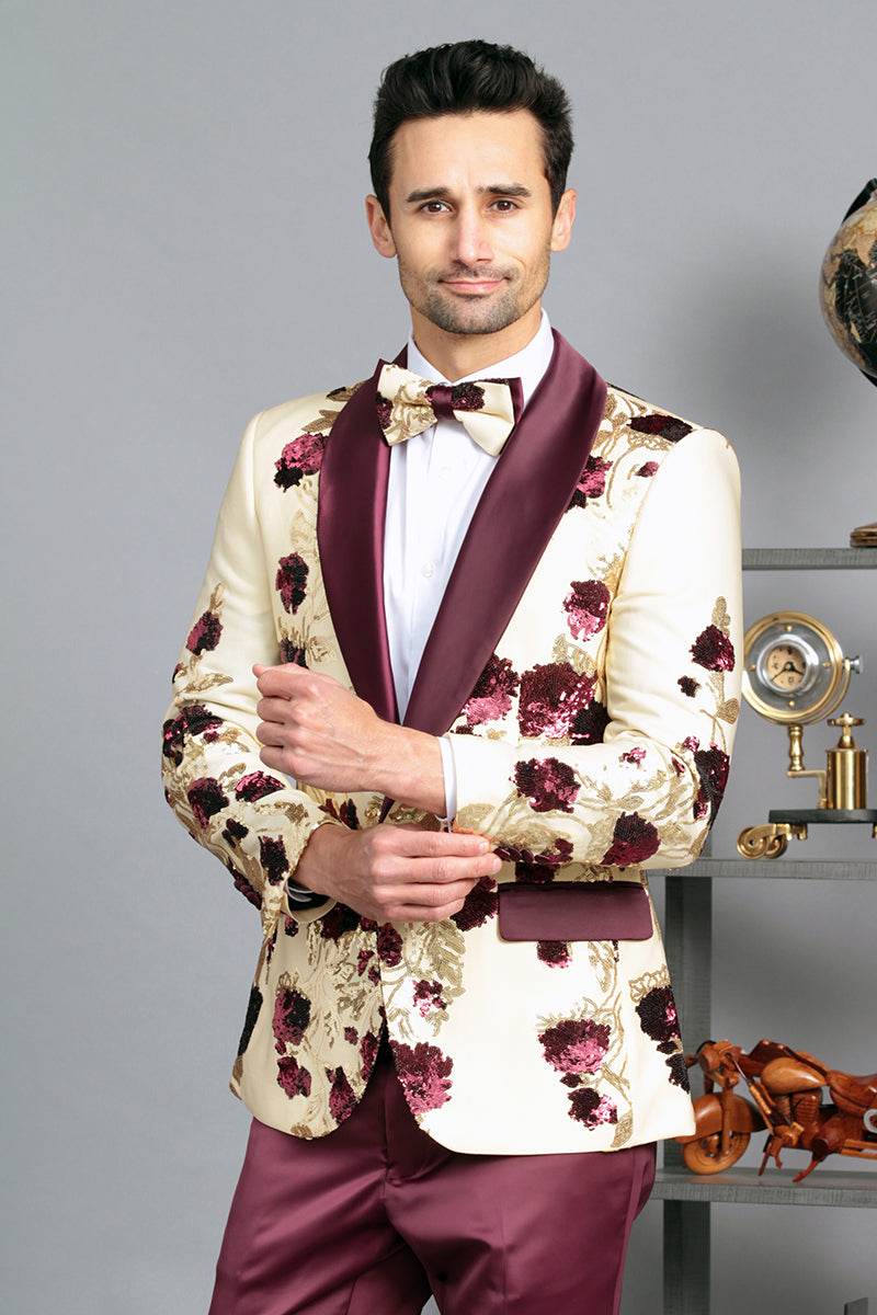 Manzini Blazer Burgundy-Gold