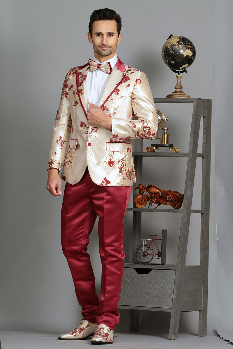 Manzini Blazer Burgundy-Gold