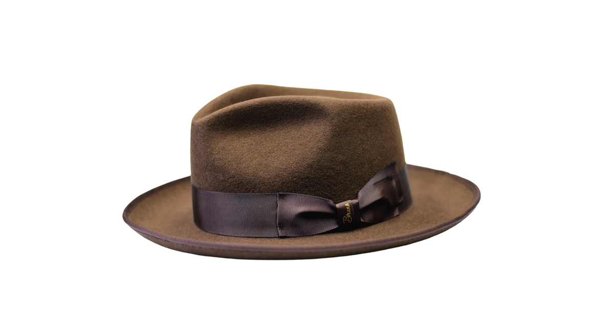 Night Hawk Collection 2-Tone Wool Felt Fedora Hat Snap Brim – Mink Brown