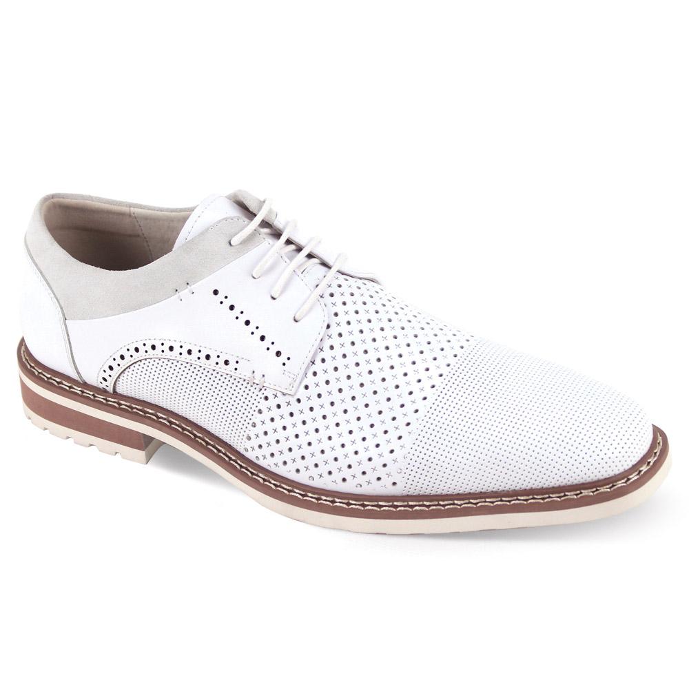 Giovanni Lambo Mens White Leather Oxford Shoes