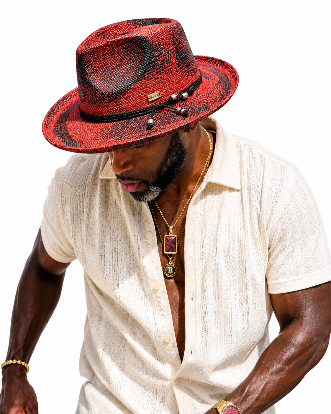 Bourbon Collection - Red/Black Bruno Capelo hat image 3