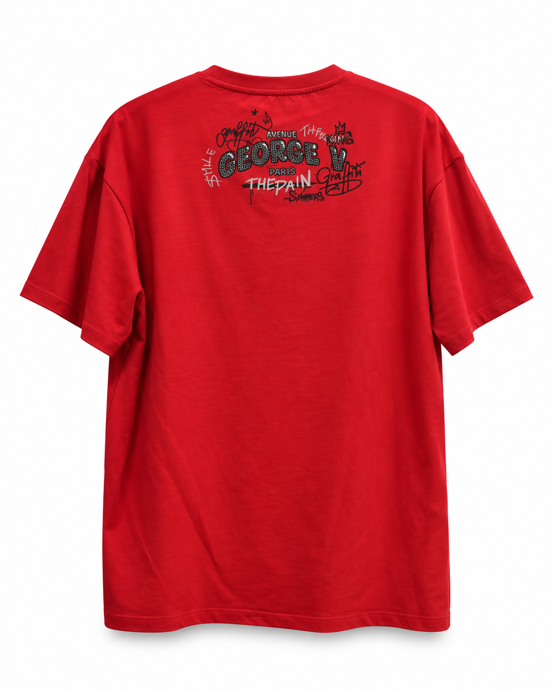 Avenue George V Paris The Pain Bear T-Shirt in Red, back view