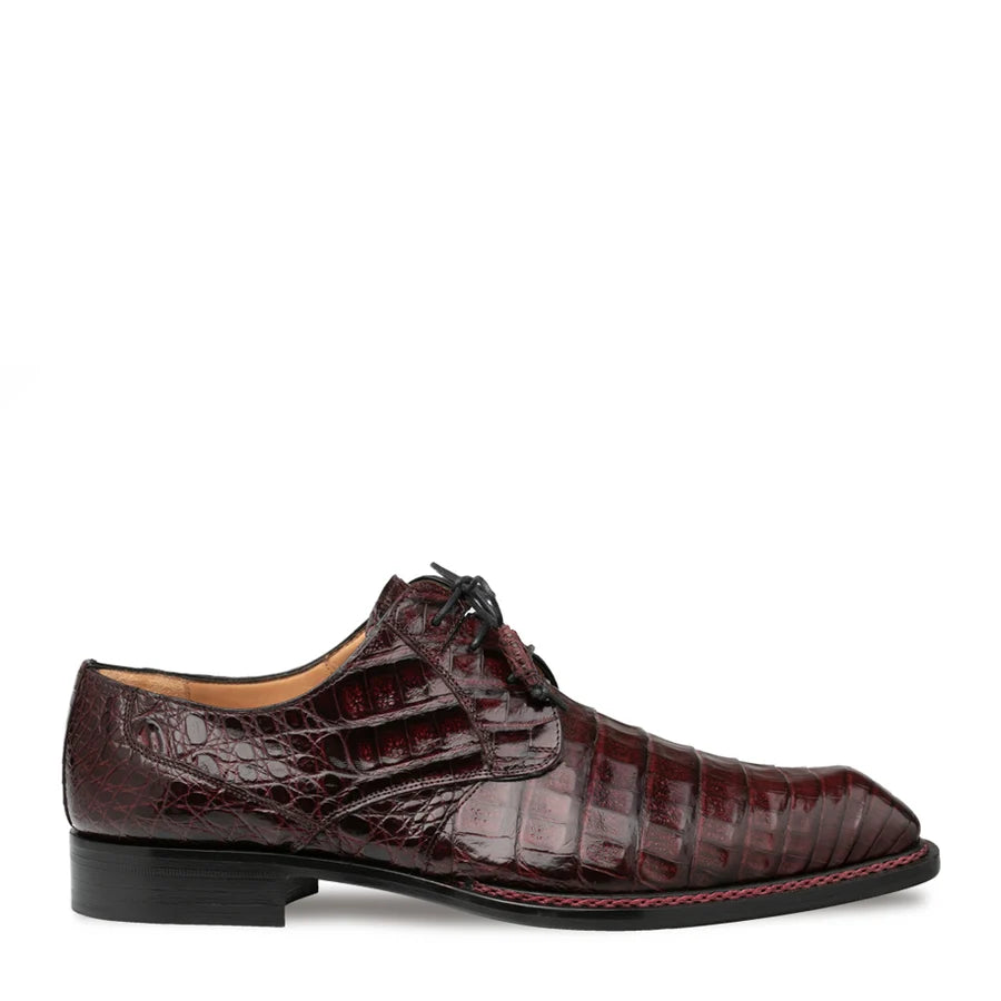 Mezlan Cratos Crocodile Derby Men's Burgundy Dress Shoes