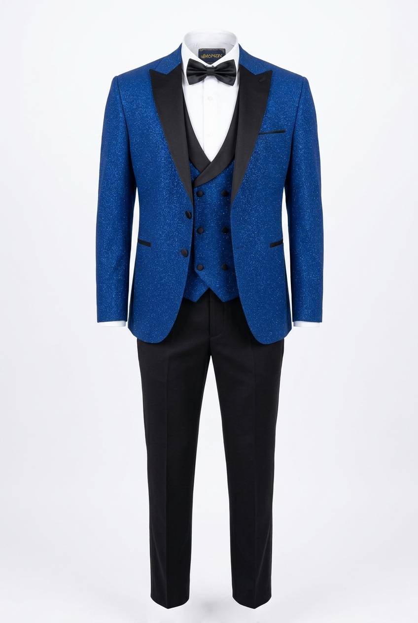 Royal Blue with Black Lapel Suit