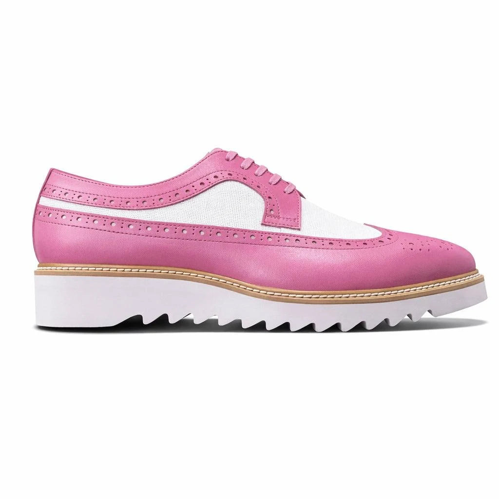 Giovanni Tone Men's Wingtip Leather Oxford Dress Shoe – Pink White