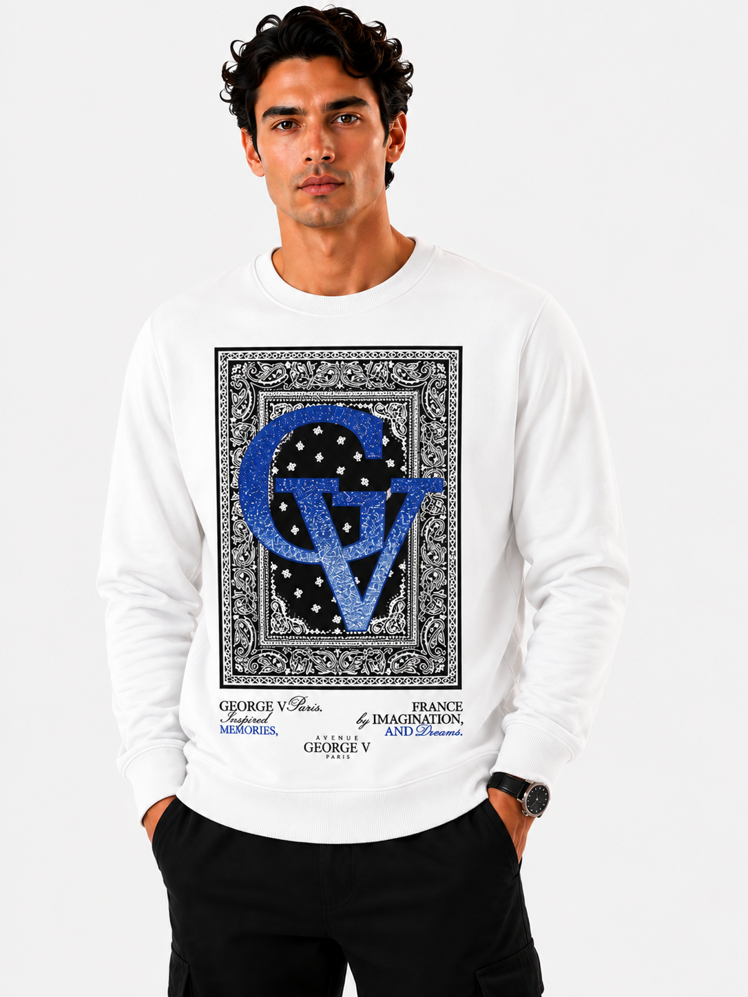 George V Monogram Crest Sweatshirt - White - front - 019ff56a-c78c-4317-8f0e-94df3a6b5e85.png