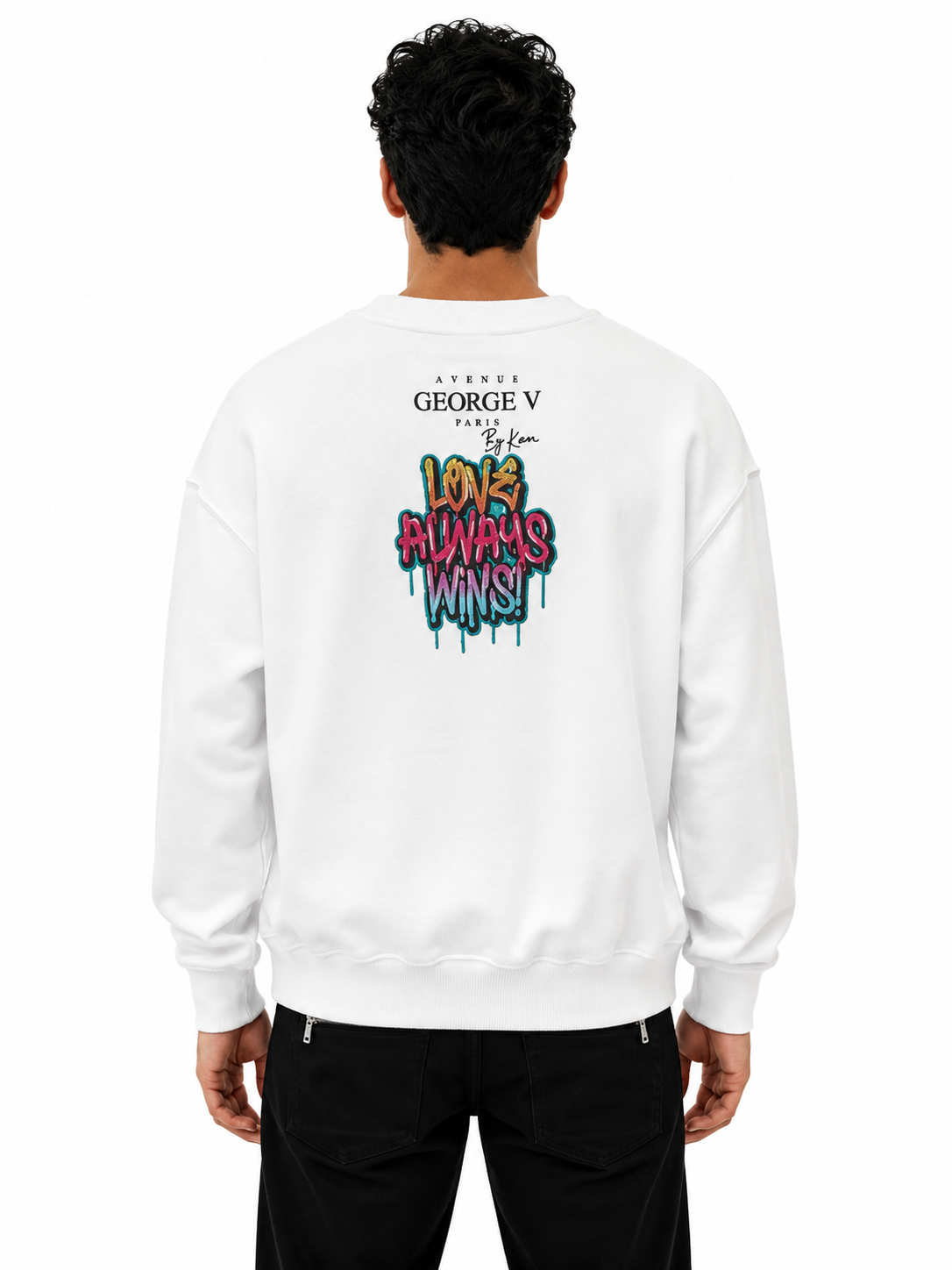 George V Love Always Wins Sweatshirt - White - back - 0768eb72-269d-4032-afce-ce897f382177.png