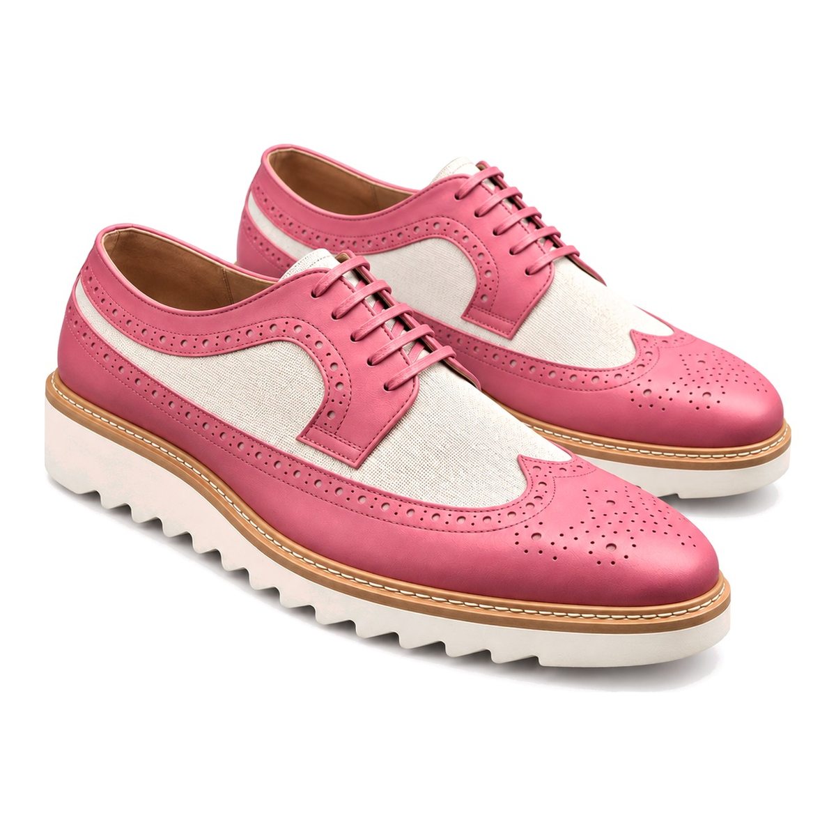 Giovanni Men's Two Tone Wingtip Leather Oxford Dress Shoes – Pink/White - two tone dress shoe photo 1 - 0b65f68c-d8b5-46ae-ac32-6625914f88ec.png