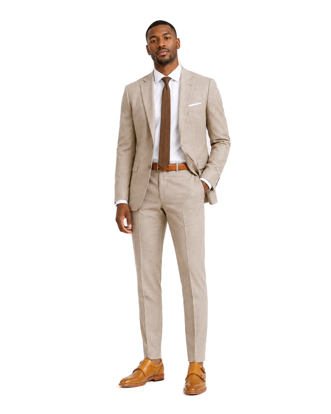 Giovanni Double Monk Straps Scoth Rocky Leather Shoes - Model wearing shoe - 190640b5-2f1f-4106-b513-9f995e0e5485 (1)-bg-white.png