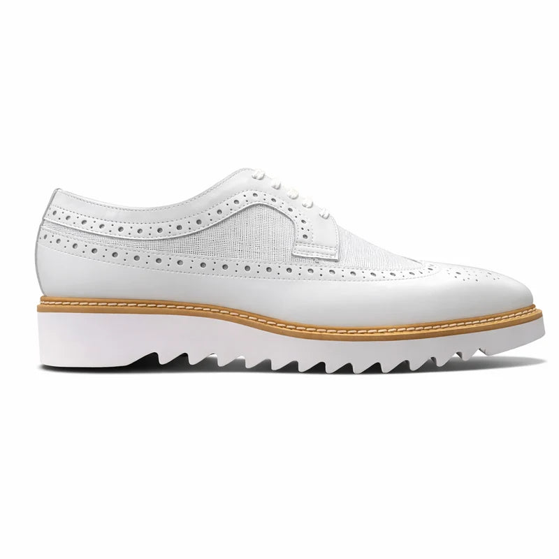 Giovanni Tone Men's Wingtip Leather Oxford Dress Shoe – White White