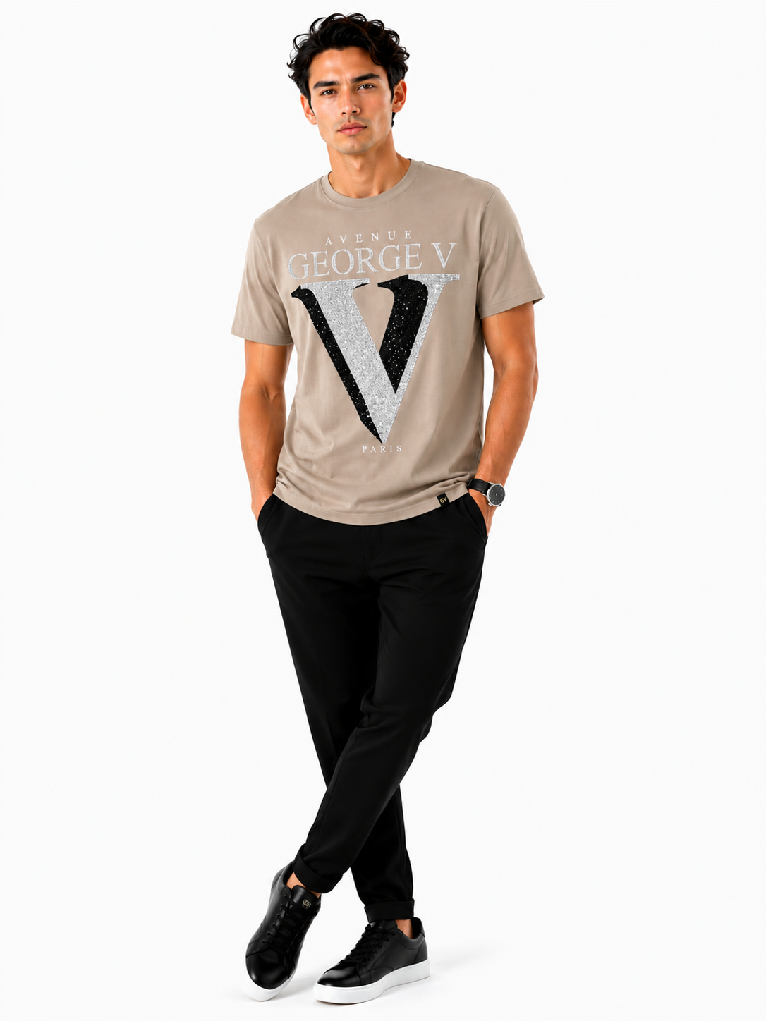 George Avenue Paris Plain T-Shirt - Beige - front - 1ea46681-30a0-413a-b05d-cb92a42b1015.png