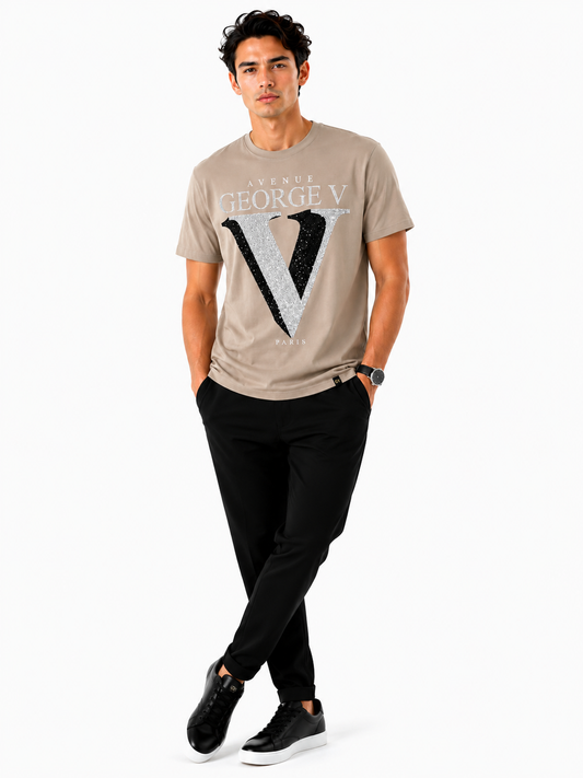 George Avenue Paris Plain T-Shirt - Beige - front - 1ea46681-30a0-413a-b05d-cb92a42b1015.png