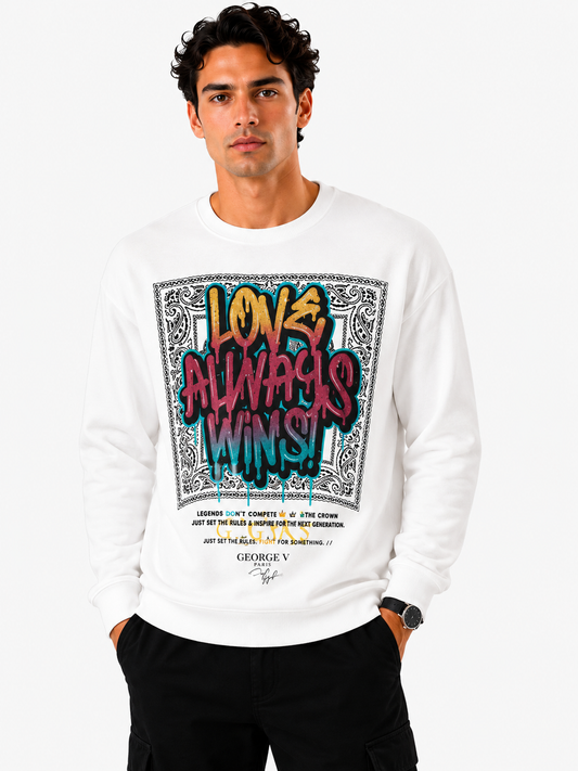 George V Love Always Wins Sweatshirt - White - front - 3a68112d-16e8-4748-94eb-5ccfe440deb4.png