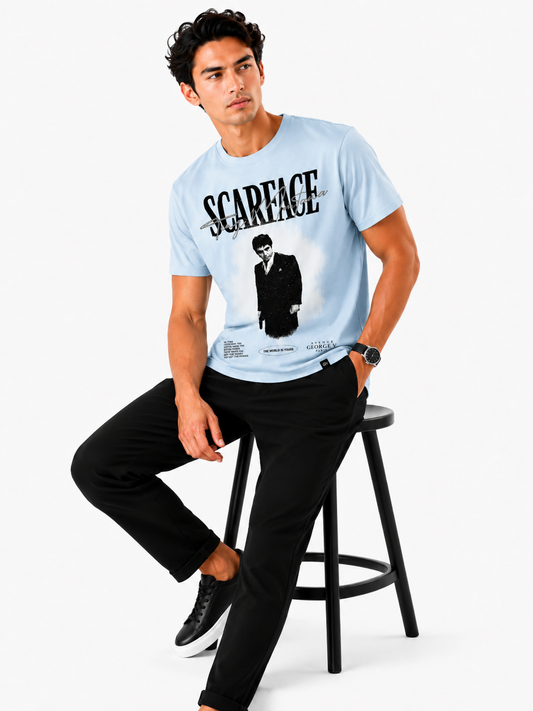 George V Scarface Short Sleeve T-Shirt - light-blue - front - 3d13e905-fa8c-49ca-be2e-c149dec36dbd.png