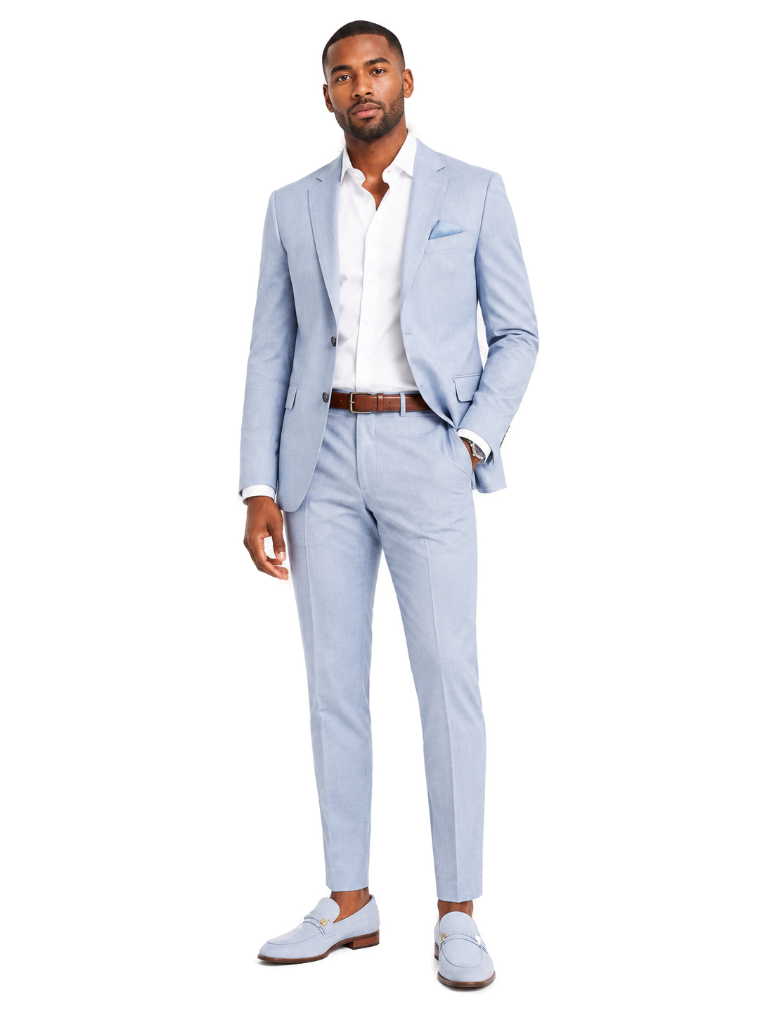 Moc Toe Woven Strap Slip-on Men's Dress Shoes Blue - Model wearing shoe - 3d2c2fb1-4dbc-45a1-a0a4-0e933abb0dab-bg-white.png