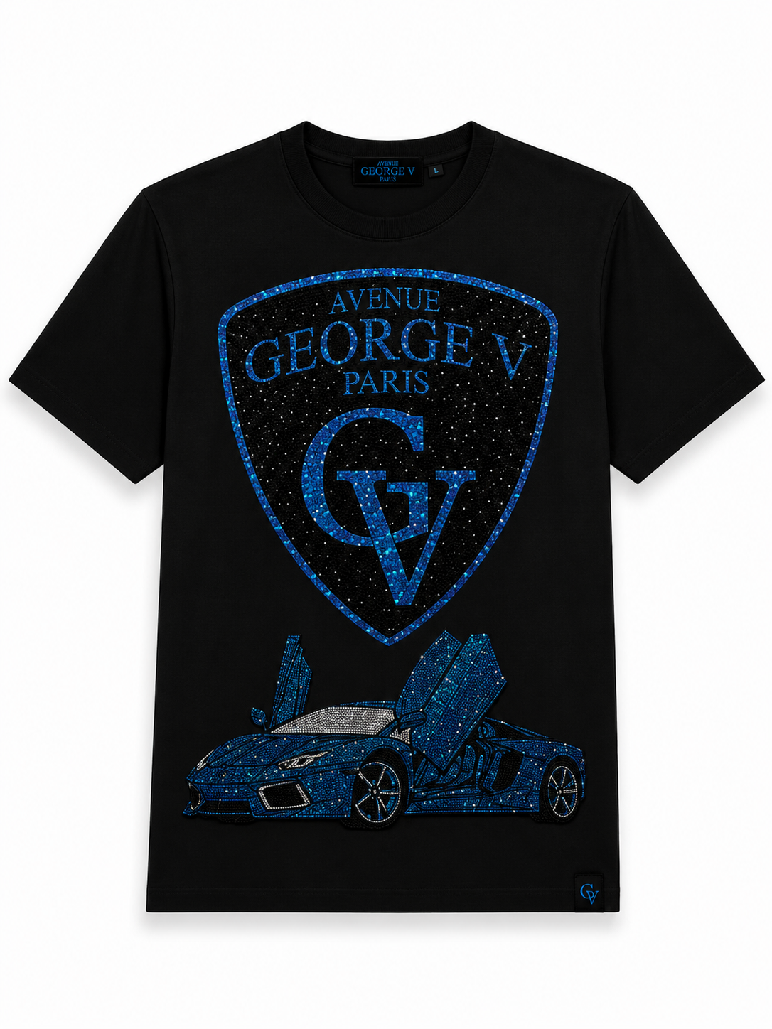 George V Crest Car Short Sleeve T-Shirt - Black / Blue - product-only - 4ee1149d-6779-4ee6-9abb-4d10e843fd71.png
