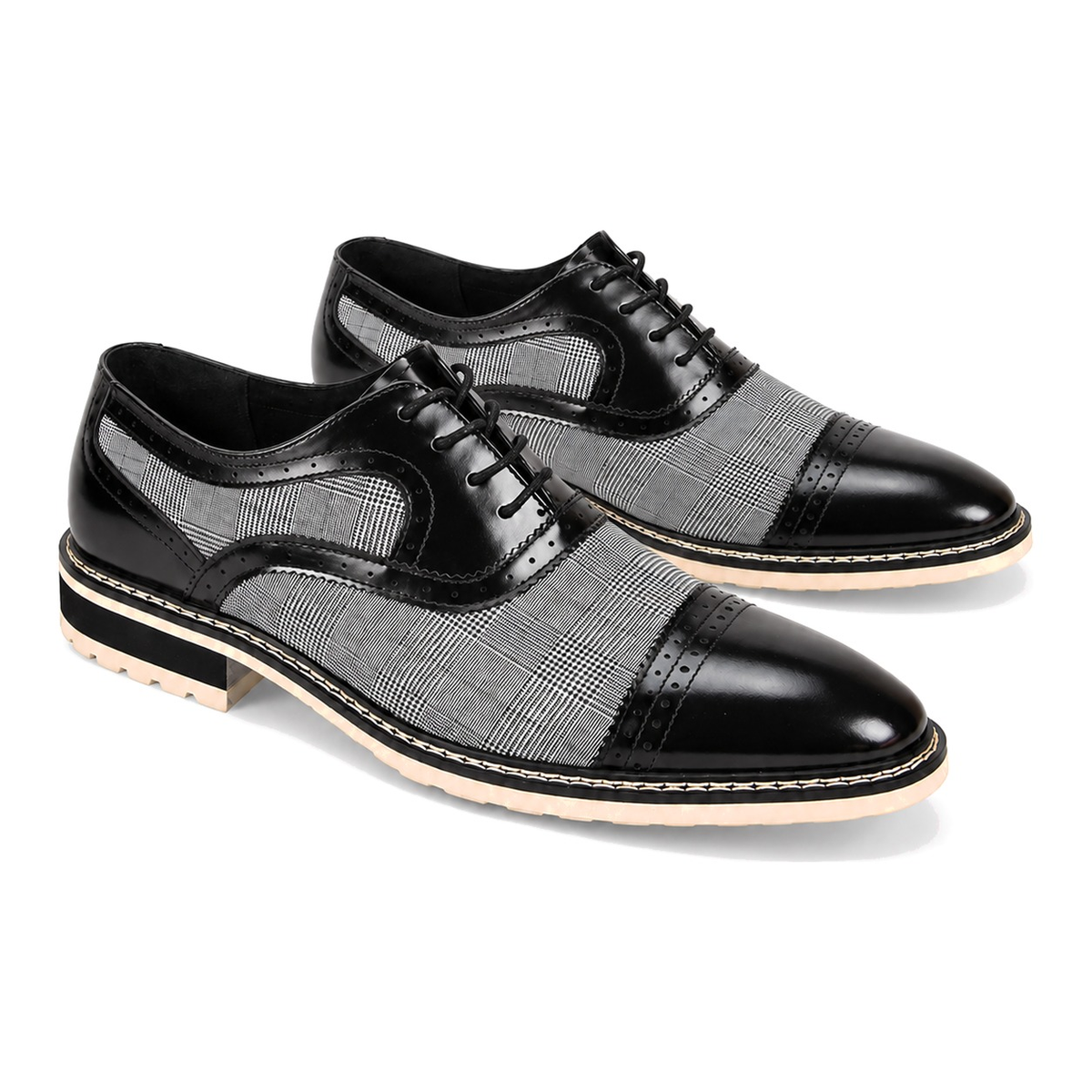 Giovanni Sinclair Men's Two Tone Cap Toe Leather Dress Shoes – Black/White - two tone dress shoe photo 1 - 50bdfa17-fc73-4991-8810-f1b9cf7eb995.png