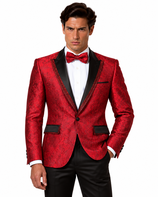 Manzini Men's Designer Blazer – Red/Black - Manzini designer blazer photo 1 - 51aa451d-04b8-45aa-9acd-f05c53060922.png