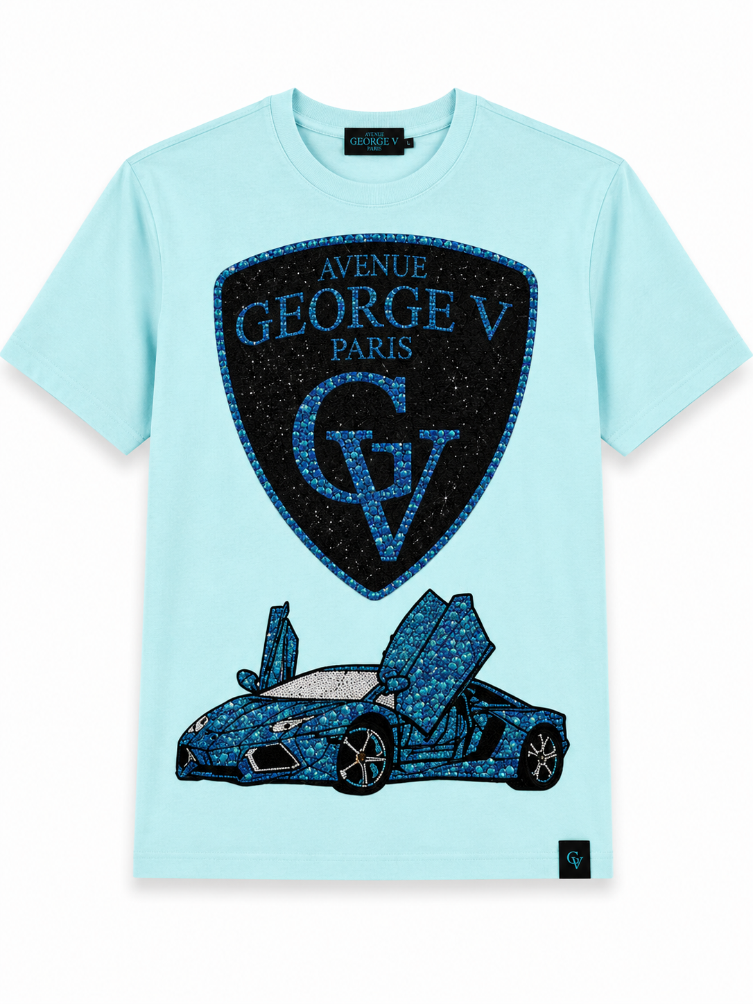 George V Crest Car Short Sleeve T-Shirt - Light Blue / Blue - product-only - 582a1e3d-45f0-4321-bed7-5979875a463e.png