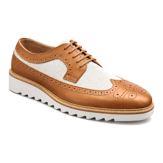Giovanni Men's Two Tone Wingtip Leather Oxford Dress Shoes – Latte - two tone dress shoe photo 2 - 5a4bebc4-0cfc-4a3e-b181-2a723bf30b0b.png