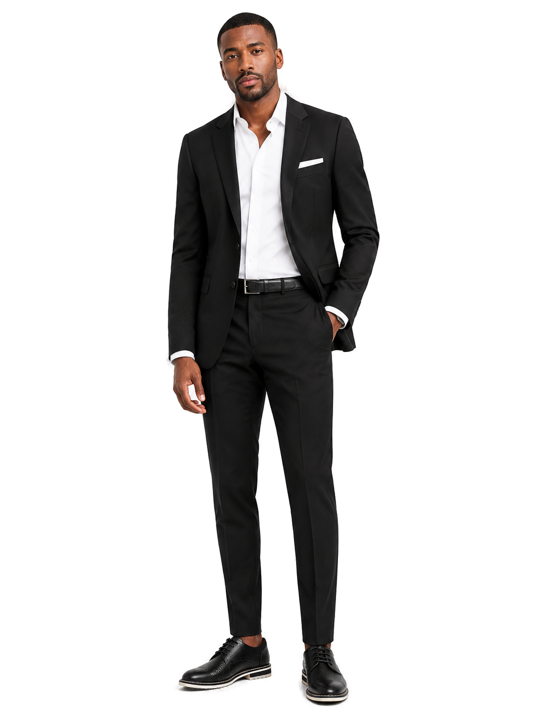 Giovanni Lambo Mens Black Leather Oxford Shoes - Model wearing shoe - 6a92f5c0-83bb-472e-8a5a-e1d32419f017-bg-white.png