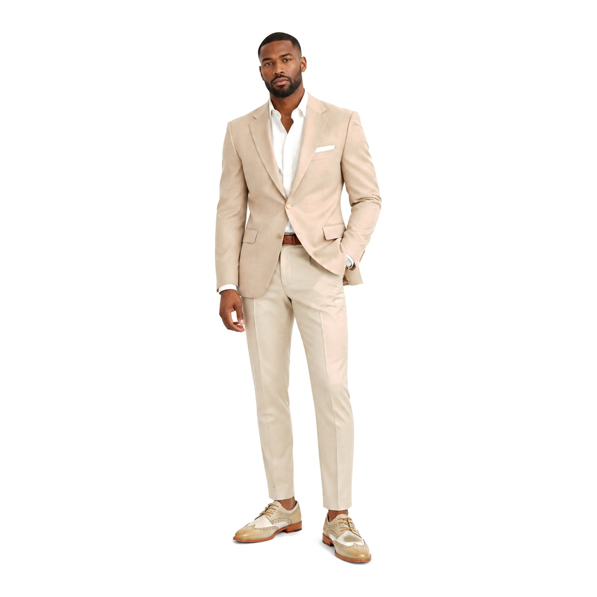 Giovanni NICO Men's Wingtip Leather Oxford Dress Shoe – Natural Beige - two tone dress shoe photo 3 - 6c417cf2-6e04-49a9-89a2-6f150080903c.png