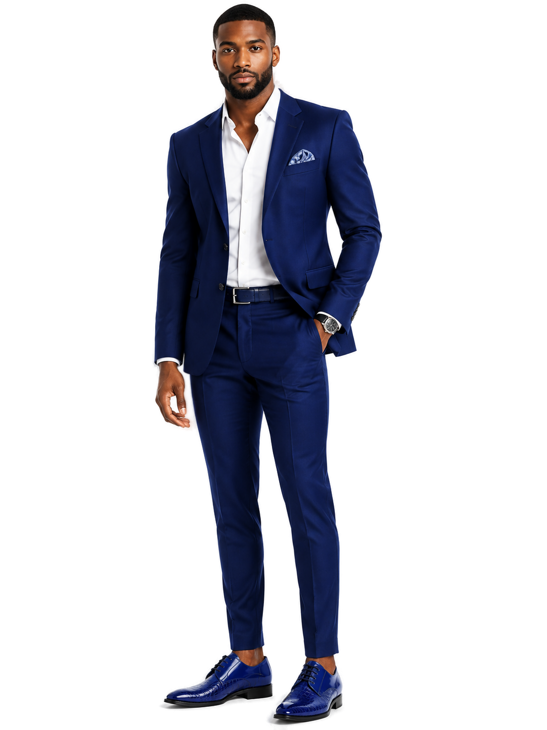 GIOVANNI Mason/Blue Leather Shoes - Model wearing shoe - 6ed2feab-5a84-45ca-a477-72f20fa58ba3-bg-white.png