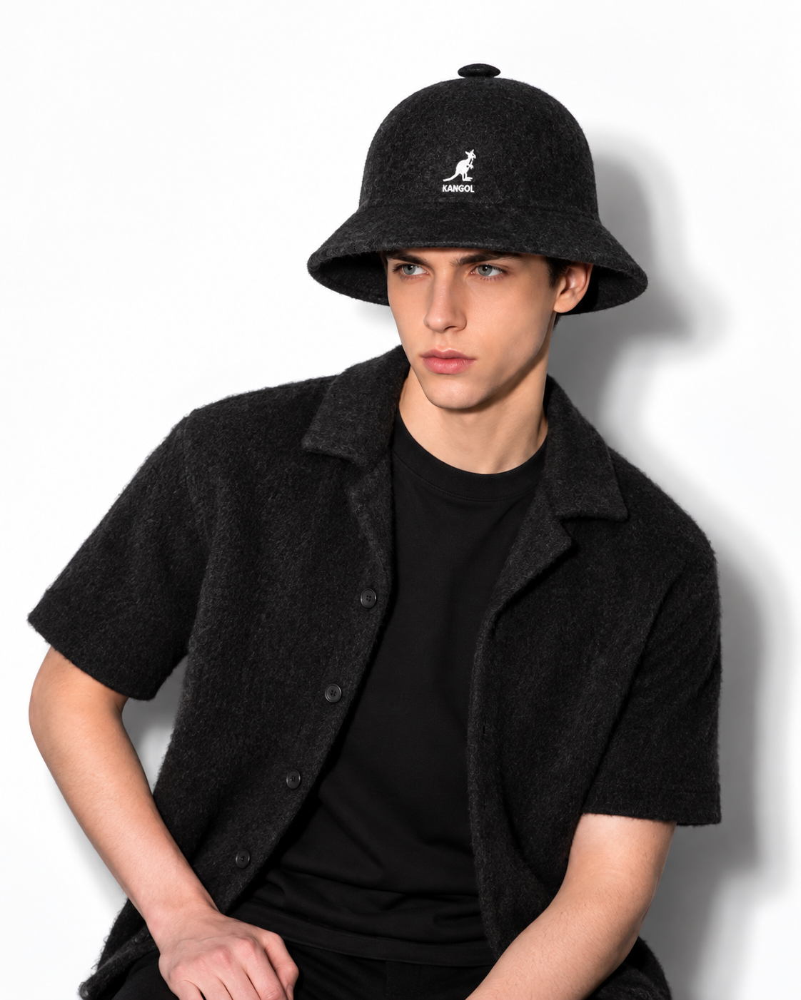 Kangol Wool Casual Bucket Hat – Black - Kangol bucket hat product photo 2 - 727e3620-9853-4502-a9f2-1b9f2d68ee28.png