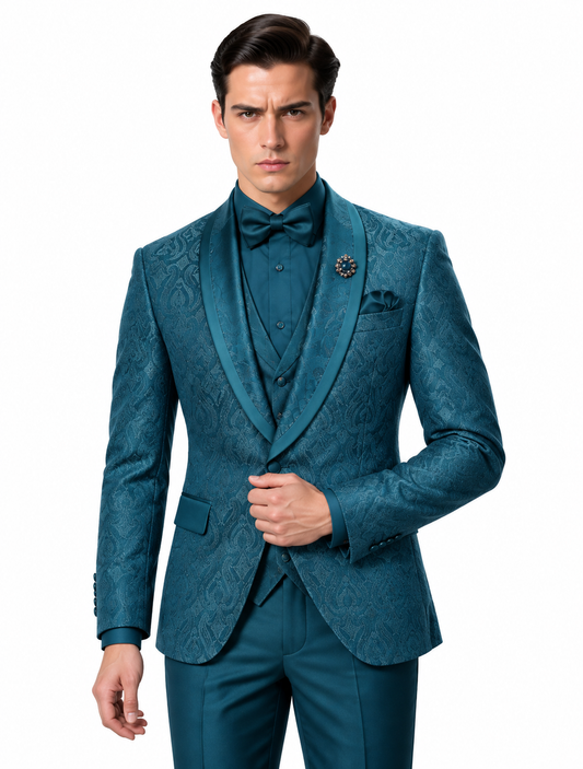 Made In Turkey Slim Fit Shawl Collar Suit - Teal Blue - premium Turkey suit photo 1 - 754b3785-468b-4fff-9559-3e7dca624ca9.png