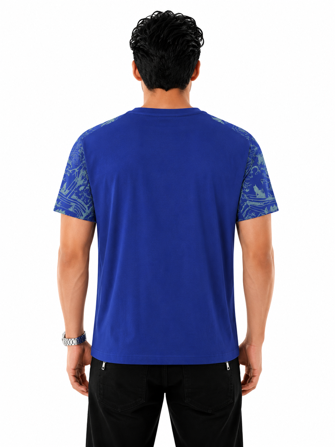 Laverita Caribbean Sea Short Sleeve T-Shirt - Blue / Grey - back - 77ba0567-c5d5-449f-93b2-75c9fa64defa.png