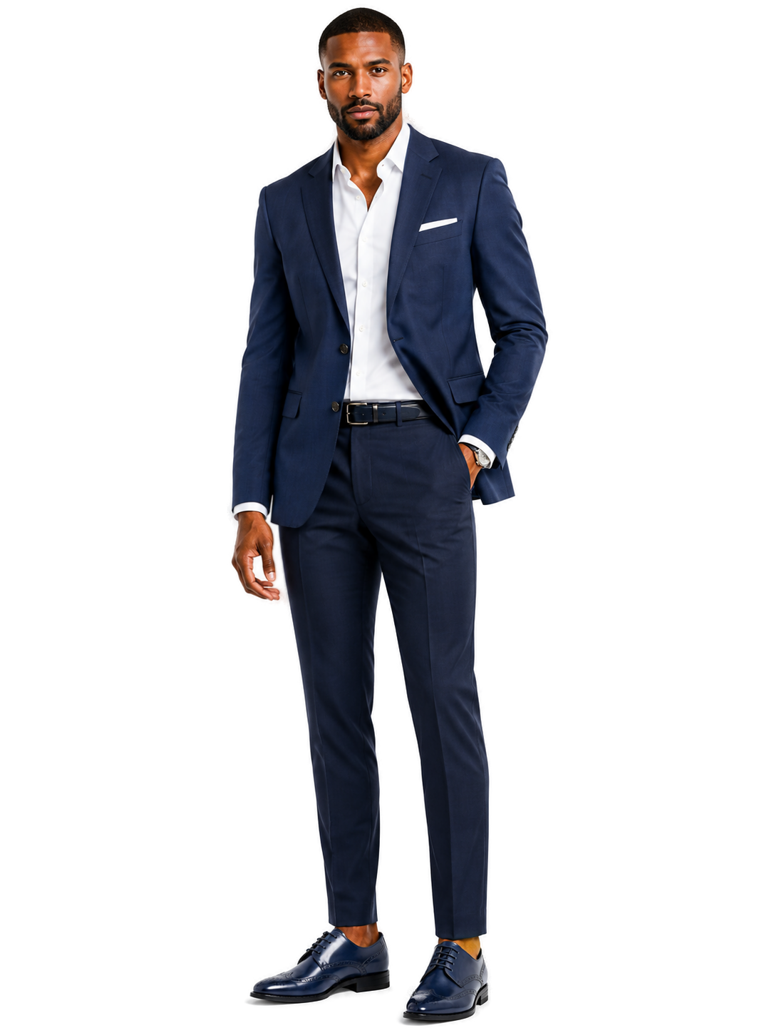 GIOVANNI Wingtip Leather Oxford Lincoln-Navy - Model wearing shoe - 8421051e-179c-4222-9aca-e69a56d0248f-bg-white.png