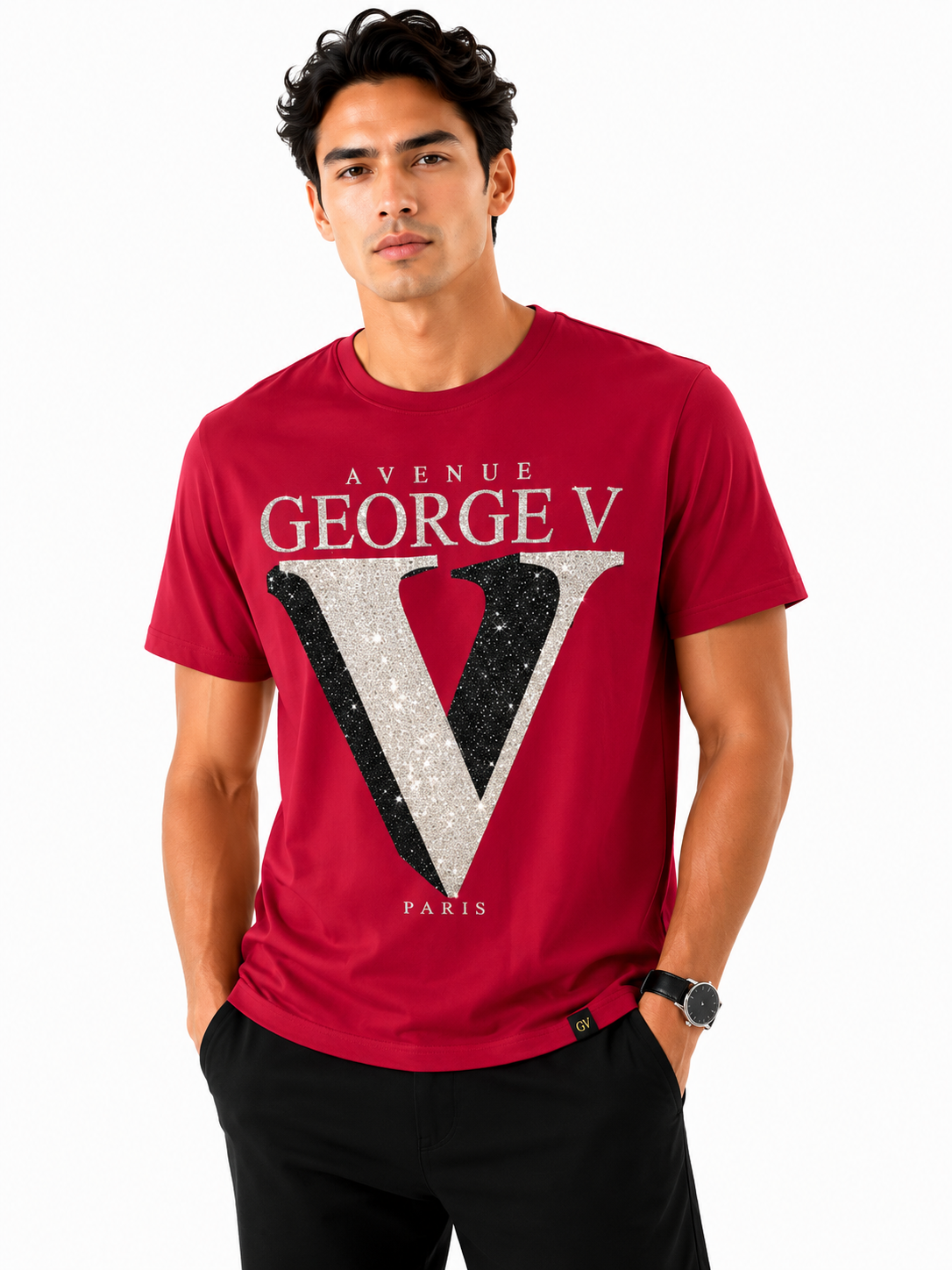 George Avenue Paris Plain T-Shirt - Red - front - 8582eeae-f06a-4dbb-9ac6-528ffce165a4.png
