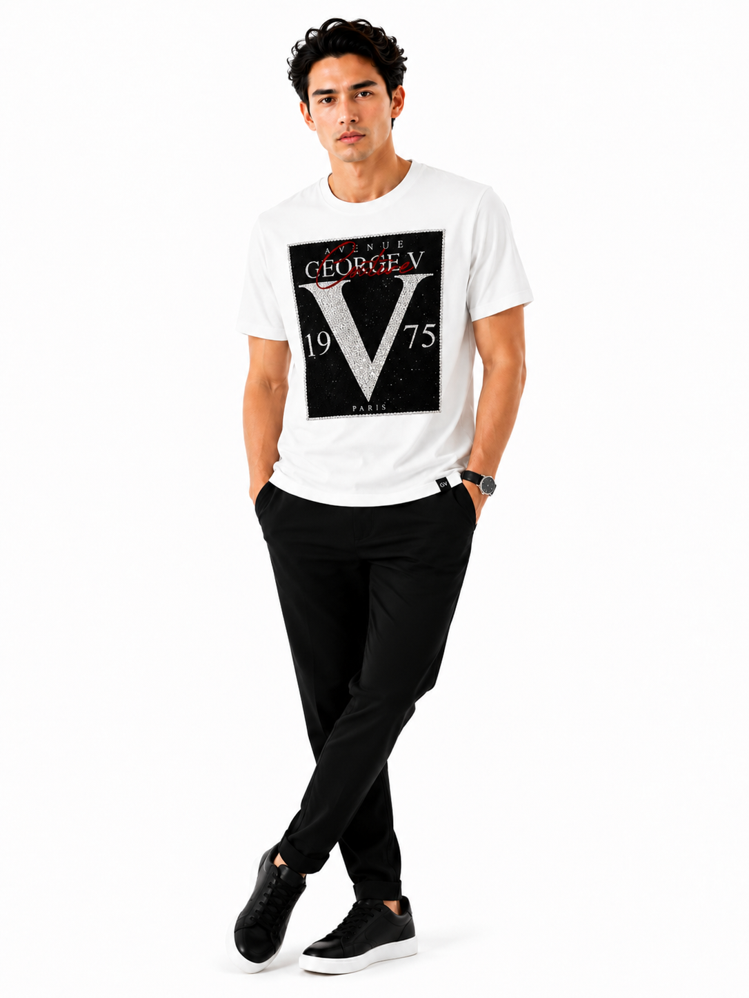 George V Couture 1975 Short Sleeve T-Shirt - White - back - 85ed7be3-00dd-4c57-9f92-b85405a39fde.png