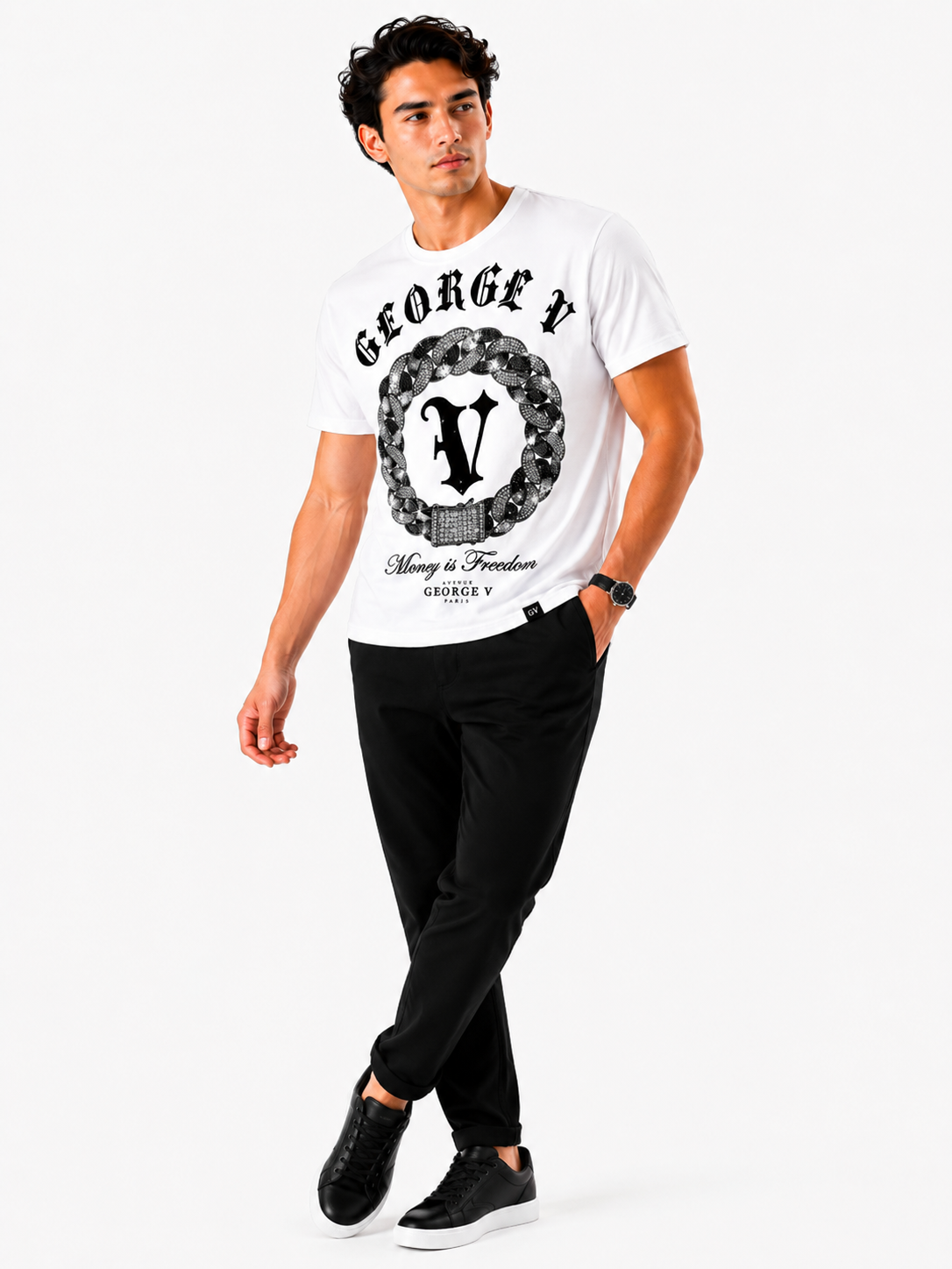 George V Medusa Crest Short Sleeve T-Shirt - White - front - 8d318b24-c9d7-4740-b986-e1ee214f0905.png