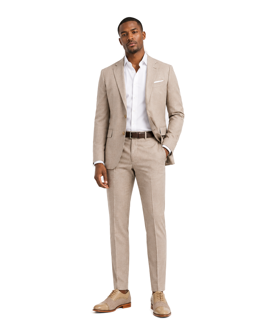 Giovanni Reed Natural Men`s Leather Shoe -Stiching Detail - Model wearing shoe - 8ff345ed-60af-4e59-8c72-e439f09ca954 (1)-bg-white.png