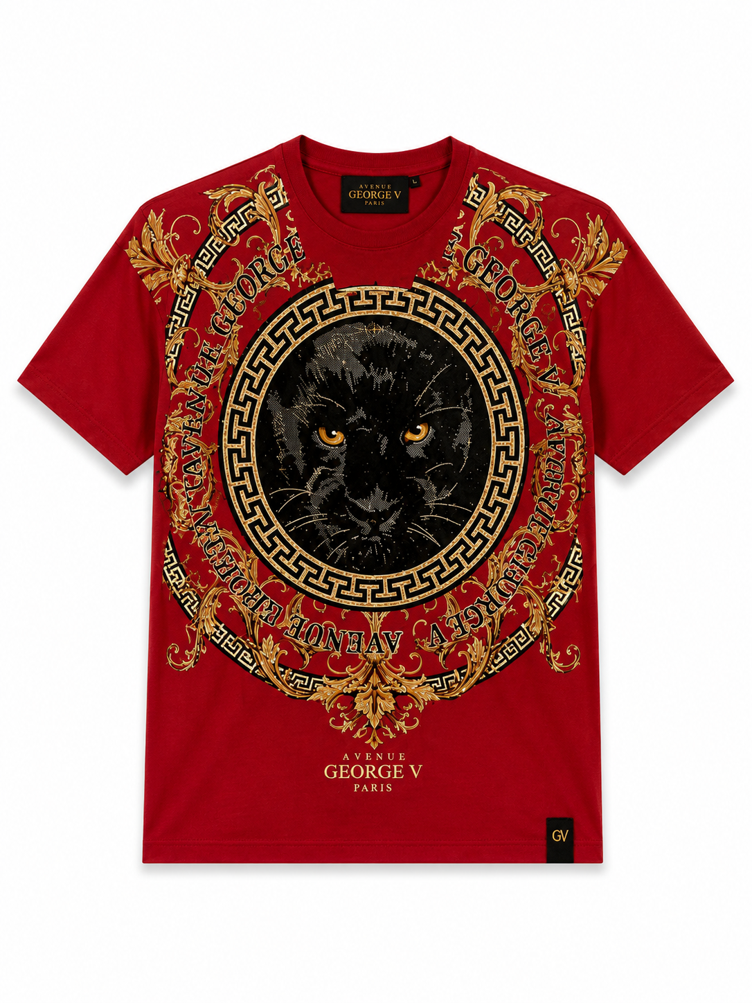 George V Panther Crest Short Sleeve T-Shirt - Red - product-only - 9711f88e-4bc1-4762-8ca9-d5cda5b08a9a.png
