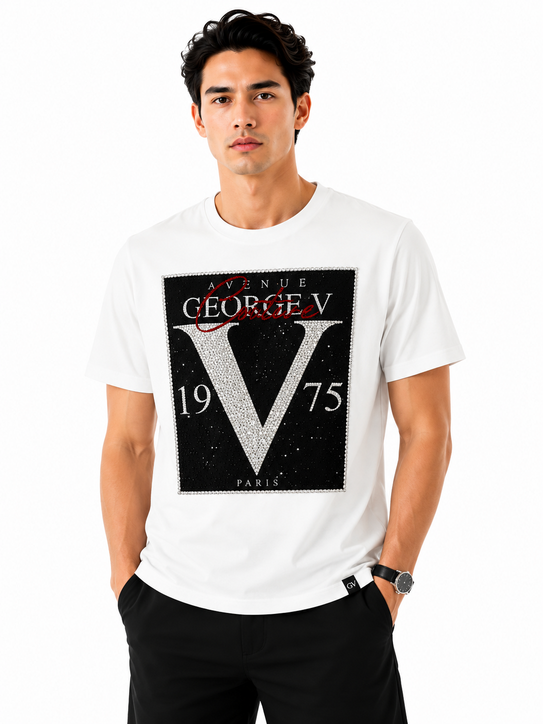 George V Couture 1975 Short Sleeve T-Shirt - White - front - 98f58268-7aa2-4b09-8406-f7797663430f.png