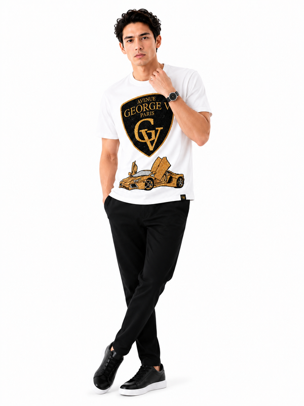 George V Crest Car Short Sleeve T-Shirt - White - front - 9c9a9ff3-34b1-4e79-b505-a5079f5253b6.png
