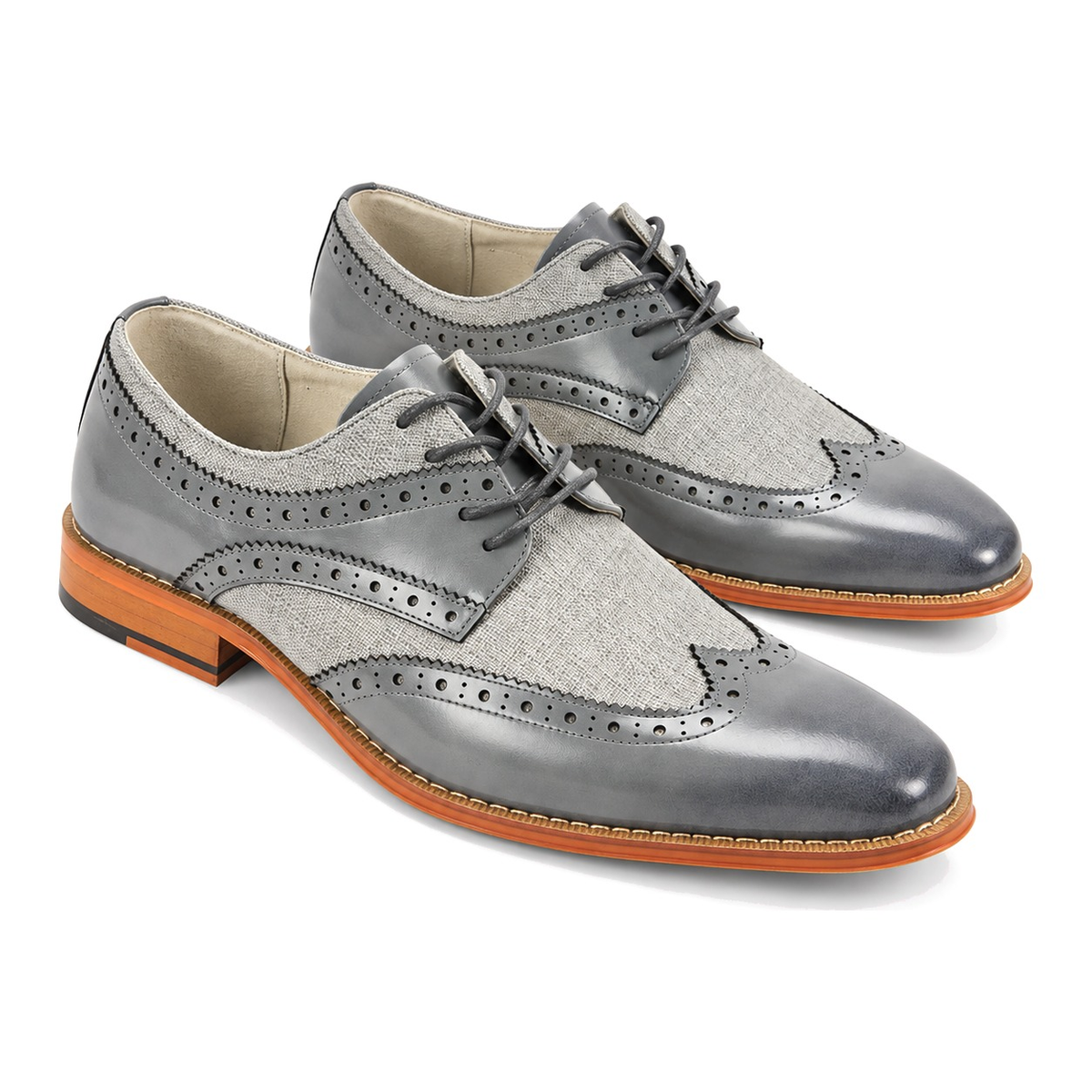 Giovanni NICO Men's Wingtip Leather Oxford Dress Shoe – Grey - two tone dress shoe photo 1 - 9df54aea-d5b7-46f0-a068-f6f0295b73e8.png