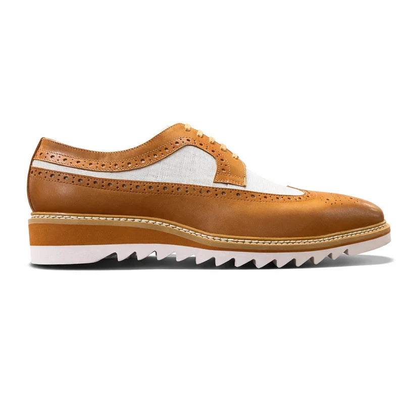 Giovanni Tone Men's Wingtip Leather Oxford Dress Shoe – Latte