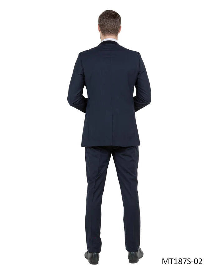 Navy on Navy Satin Peak Lapel Slim Fit 2-Piece Tuxedo – BM MT187S