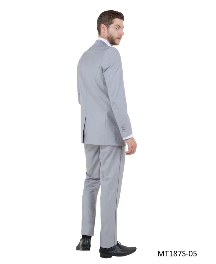Light Grey Satin Peak Lapel Slim Fit 2-Piece Tuxedo – BM MT187S