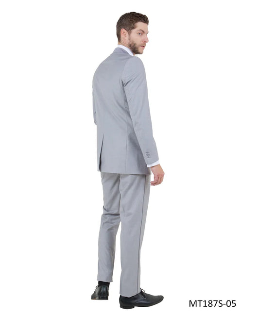 Light Grey Satin Peak Lapel Slim Fit 2-Piece Tuxedo – BM MT187S