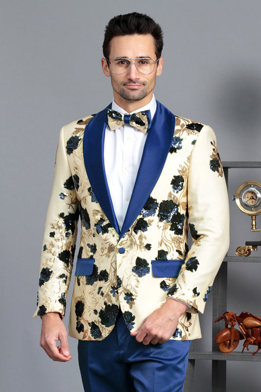 Manzini Blazer Royal Blue-Gold